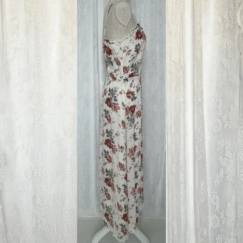 Reformation Women's Cassandra Dress 10 White Floral Midi Slit Graduation Event - Picture 3 of 7